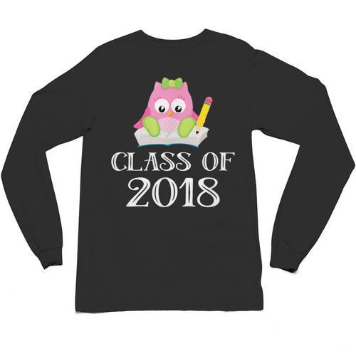 Cute Pink School Owl Class Of 2018 Graduation Unisex Long Sleeve T-Shirt - Best Gift Smart
