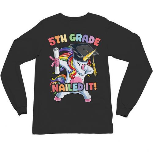 Dabbing 5th Grade Unicorn Graduation Class Of 2020 Nailed It Unisex Long Sleeve T-Shirt - Best Gift Smart
