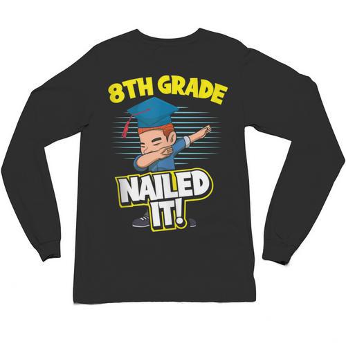 Dabbing Graduation Boy 8th Grade Class Of 2021 Unisex Long Sleeve T-Shirt - Best Gift Smart