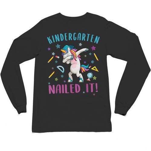 Dabbing Kindergarten Unicorn Graduation Class 2021 Nailed It Unisex Long Sleeve T-Shirt - Best Gift Smart