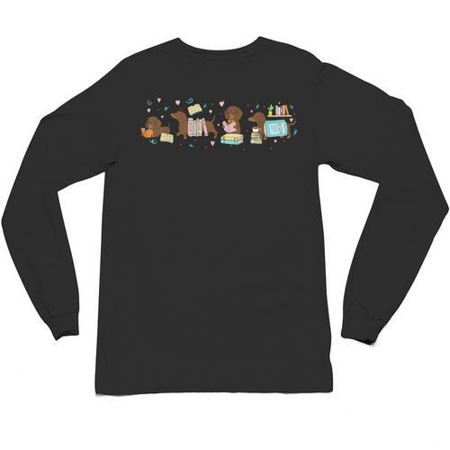 Dachshund Book Lover Reading Wiener Dog 100 Days Of School Unisex Long Sleeve T-Shirt - Bookorys DE