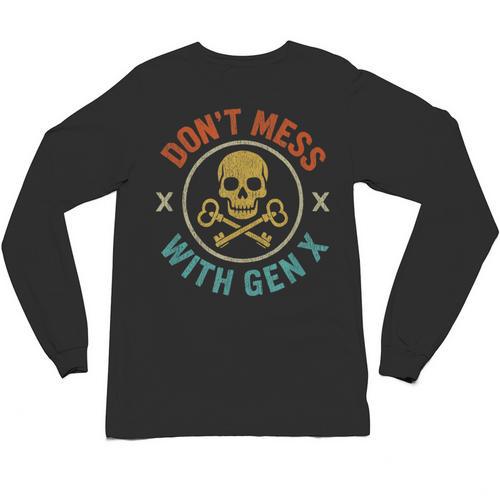 Don't Mess With Gen X Vintage Grunge Skull 80s Nostalgia Unisex Long Sleeve T-Shirt - Figerry