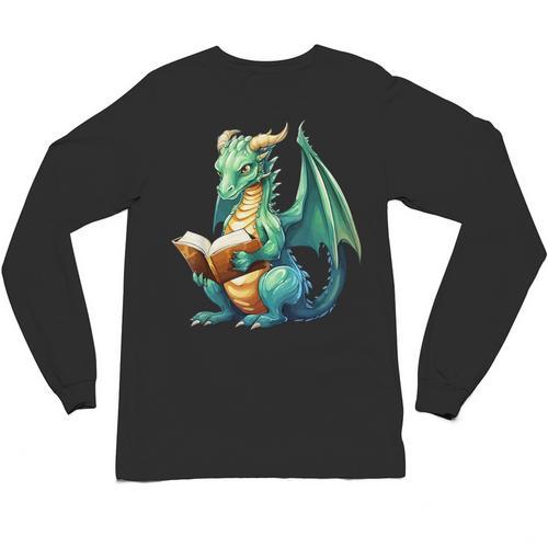 Dragon With Book Unisex Long Sleeve T-Shirt - Bookorys UK