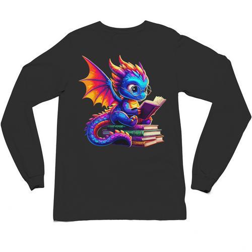 Dragon Reading a Book Bookworm Book Lover Unisex Long Sleeve T-Shirt - Bookorys UK