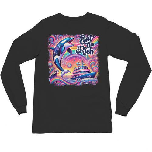 EAT THE RICH 90S NOSTALGIA WHALE ORCA YAHCT RETRO Unisex Long Sleeve T-Shirt - Figerry