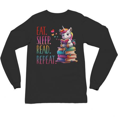Eat Sleep Read Repeat Unicorn Read Book Reading Lovers Kids Unisex Long Sleeve T-Shirt - Bookorys