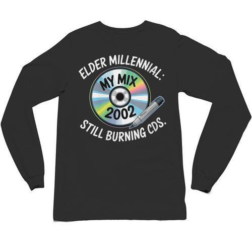 Elder Millennials Embracing 90s CDs Nostalgia Vibes Unisex Long Sleeve T-Shirt - Figerry