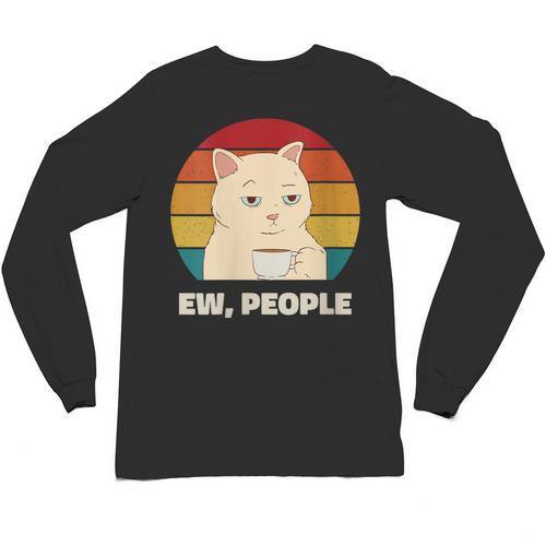 Ew People Introvert Cat Lover Crazy Colorful Cat Lady Unisex Long Sleeve T-Shirt - Raresse