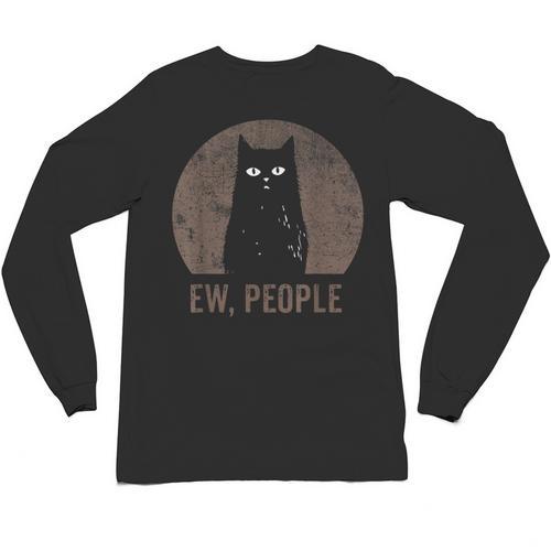 Ew People Introvert Cat Meow Cat Lover Men Women Kids Unisex Long Sleeve T-Shirt - Raresse