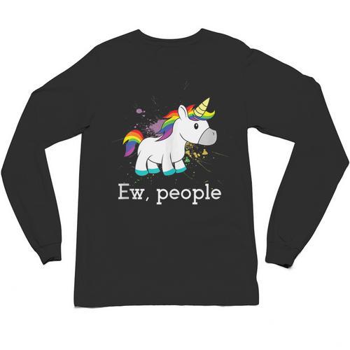 Ew People Unicorn Lover Introvert Rainbow Unicorn Unisex Long Sleeve T-Shirt - Raresse