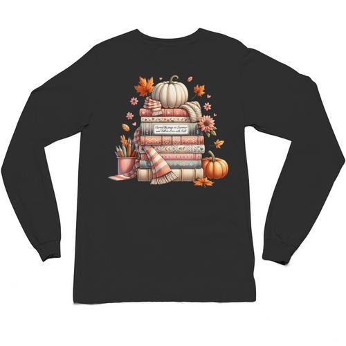 Fall Colors s I Love Fall s Books & Pumpkins Unisex Long Sleeve T-Shirt - Bookorys