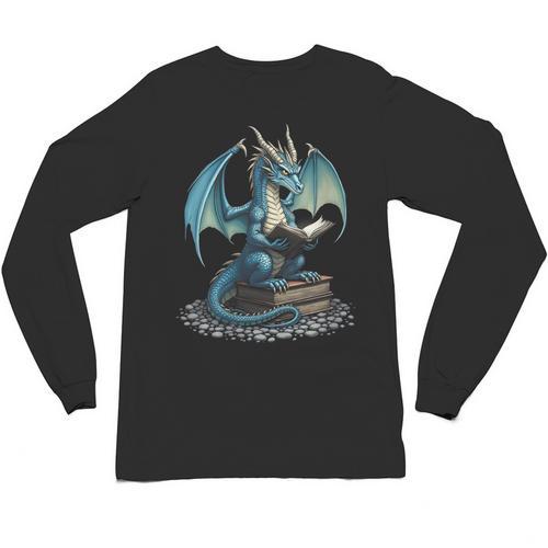 Fantasy Dragon Reading Magical Book Lover Halloween Vibes Unisex Long Sleeve T-Shirt - Bookorys AU