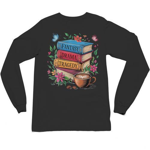 Fantasy Drama Tragedy Books Subtle Reader Librarian Flower Unisex Long Sleeve T-Shirt - Bookorys AU