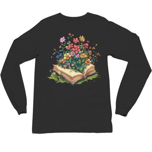Floral Book Bloom Wildflowers Literature Nature Fantasy Unisex Long Sleeve T-Shirt - Bookorys AU
