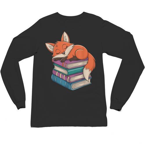 Fox Reading Book Pajama Sleep Unisex Long Sleeve T-Shirt - Bookorys AU