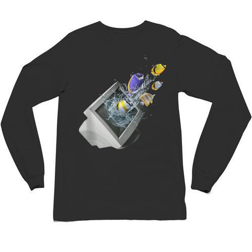 Frutiger Aero Aesthetic Tech Computer Aquarium Fishes Unisex Long Sleeve T-Shirt - Figerry