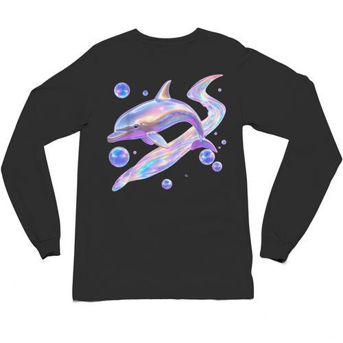 Frutiger Aero Y2K Chrome Dolphin Unisex Long Sleeve T-Shirt - Figerry