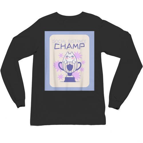 Fun Cute Introvert Cat Character Trophy For Men Women Unisex Long Sleeve T-Shirt - Raresse
