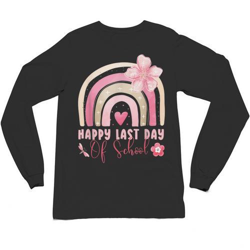 Fun Happy Last Day Of School Girl Student Graduation Rainbow Unisex Long Sleeve T-Shirt - Best Gift Smart