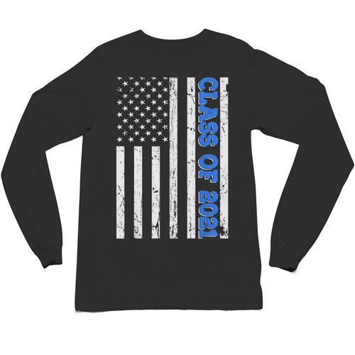 Funny Class Of 2021 American Flag Senior Graduation Unisex Long Sleeve T-Shirt - Best Gift Smart