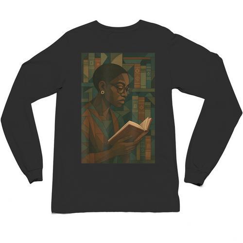 Geometric History Educated Women Teacher Book Melanin Unisex Long Sleeve T-Shirt - Bookorys CA
