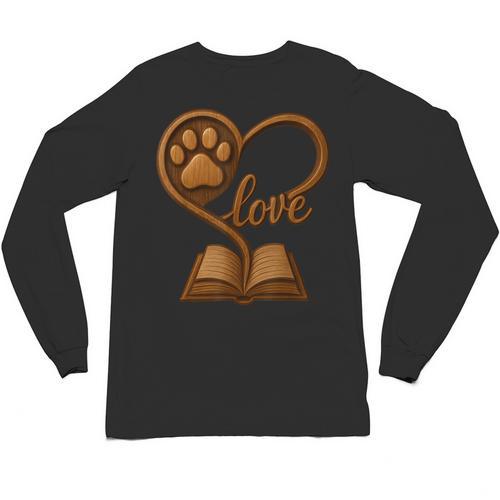 Girl Who Loves Dogs & Books Heart Dog Lover Reader Reeding Unisex Long Sleeve T-Shirt - Bookorys