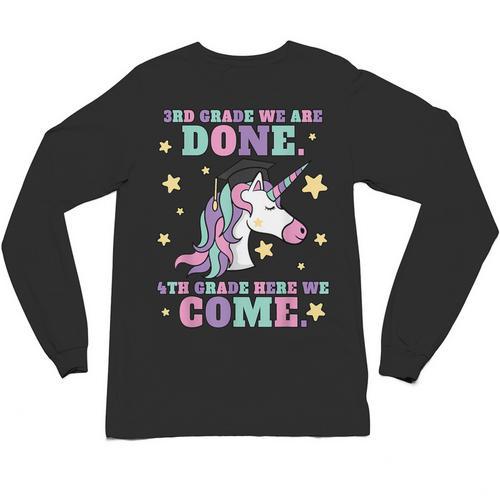 Girls 3rd Grade Graduation Magical Unicorn Unisex Long Sleeve T-Shirt - Best Gift Smart