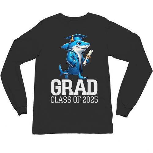 Grad Class Of 2025 Boys Shark Graduation Graduated Unisex Long Sleeve T-Shirt - Best Gift Smart