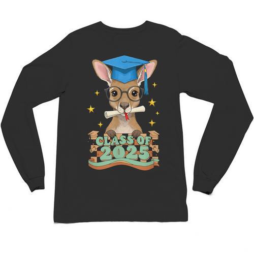 Graduate Kangaroo Class Of 2025 Kids Graduation Unisex Long Sleeve T-Shirt - Best Gift Smart