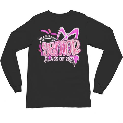 Graduation 2027 Senior 2027 Class Of 2027 Coquette Pink Girl Unisex Long Sleeve T-Shirt - Best Gift Smart