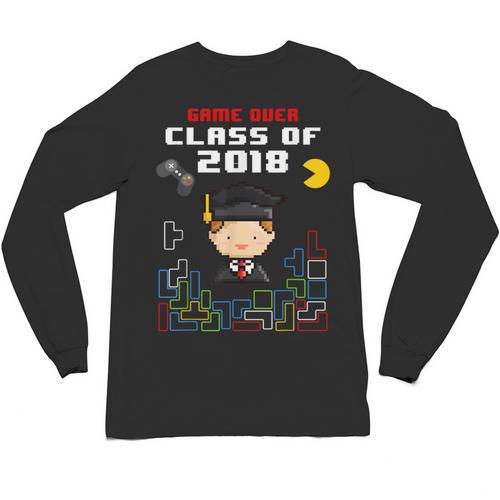 Graduation Class Of 2018 Game Over 8-Bit Gamer Unisex Long Sleeve T-Shirt - Best Gift Smart