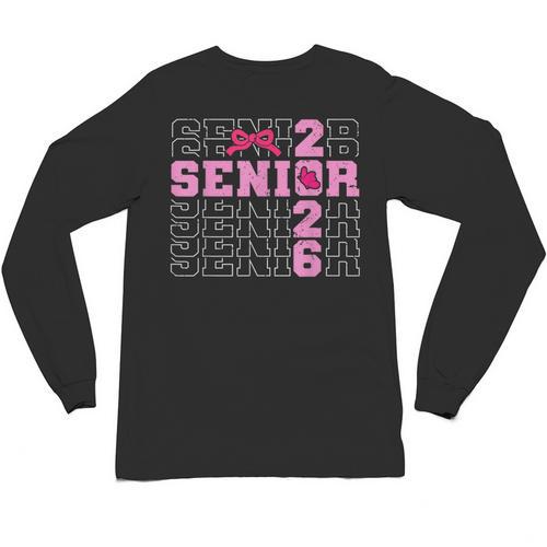 Graduation Class Of 2026 Senior 2026 Pink Bow Coquette Unisex Long Sleeve T-Shirt - Best Gift Smart