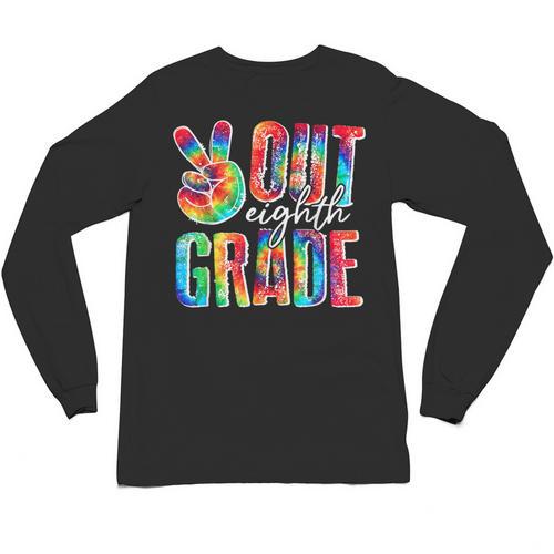 Graduation Peace Sign Out Eighth Grade Tie Dye Hippie Unisex Long Sleeve T-Shirt - Best Gift Smart