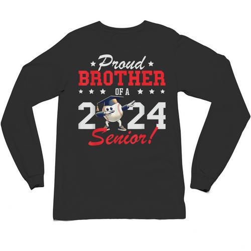 Graduation Proud Brother Of A 2024 Senior Baseball Player Unisex Long Sleeve T-Shirt - Best Gift Smart