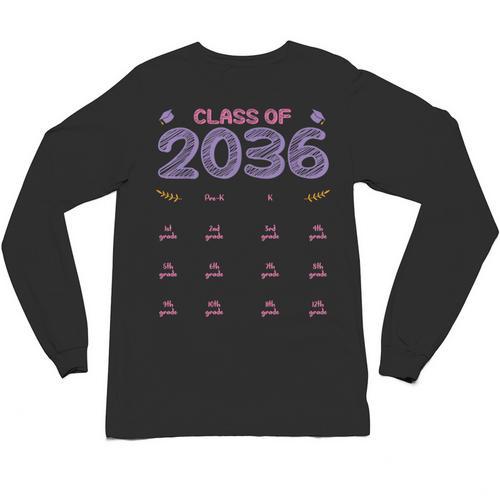 Grow With Me Graduation First Day Of School Class Of 2036 Unisex Long Sleeve T-Shirt - Best Gift Smart