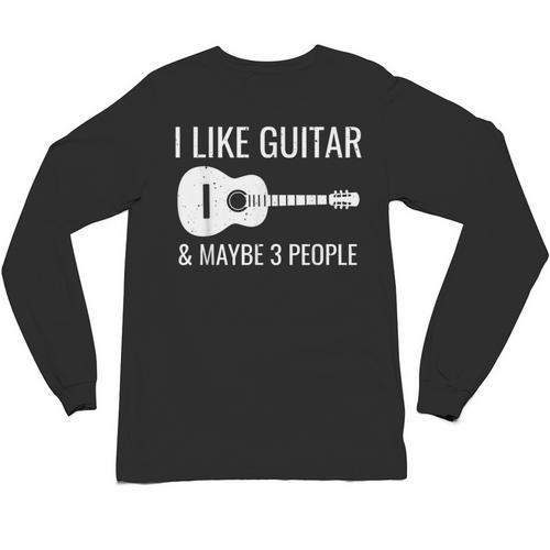 I Like Guitar & Maybe 3 People Music Introvert Guitar Unisex Long Sleeve T-Shirt - Raresse