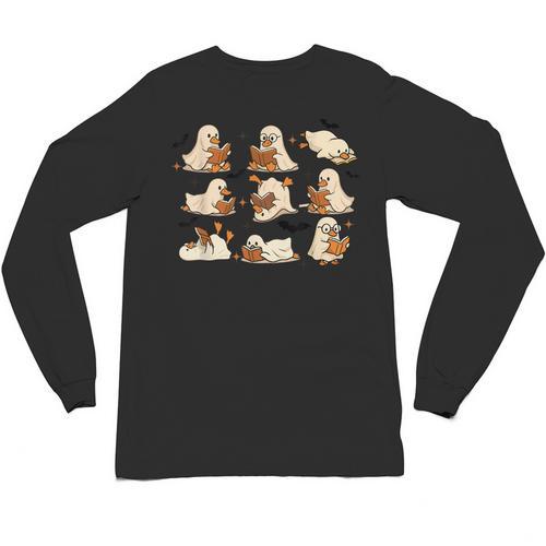 Halloween Ghost Book Lover Unisex Long Sleeve T-Shirt - Bookorys