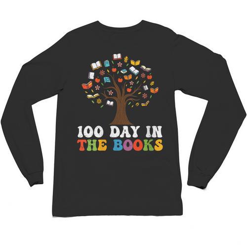 Happy 100 Days In The Books Reading Celebration Graphic Tees Unisex Long Sleeve T-Shirt - Bookorys CA