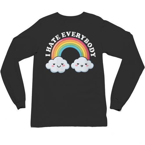 I Hate Everybody Rainbow Sarcastic Grumpy Introvert Unisex Long Sleeve T-Shirt - Raresse