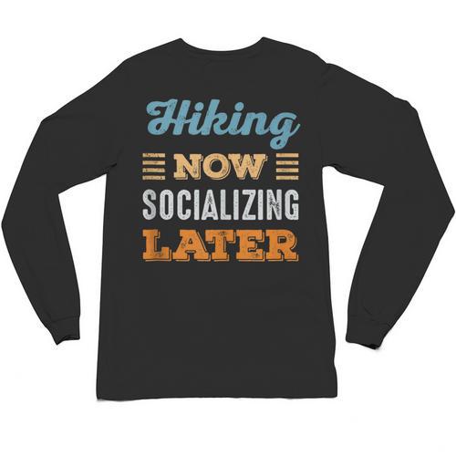 Hiking Now Minimal Socializing Introvert Vintage Unisex Long Sleeve T-Shirt - Raresse