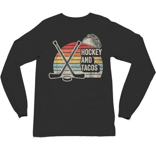 Hockey And Tacos Retro Nostalgia Lovers Unisex Long Sleeve T-Shirt - Figerry