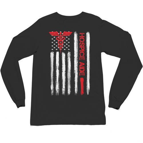 Hospice Aide American Flag Nurses Graduation Medical Unisex Long Sleeve T-Shirt - Best Gift Smart