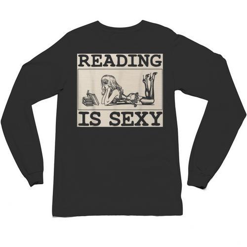 Hot Pin Up Girl Comic Book Vintage Reading Is Sexy Unisex Long Sleeve T-Shirt - Bookorys