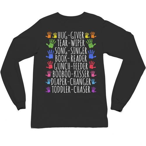 Hug Giver Book Reader Diaper Changer Daycare Teacher Unisex Long Sleeve T-Shirt - Bookorys