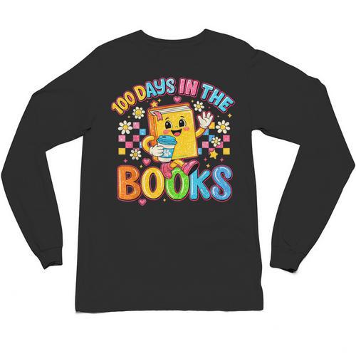 HUGvyn Preppy 100 Days In The Books Teacher Reading Coffee Unisex Long Sleeve T-Shirt - Bookorys CA