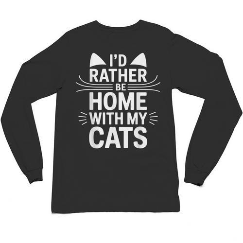 I'd Rather Be Home With My Cats Introvert Cozy Vibes Unisex Long Sleeve T-Shirt - Raresse