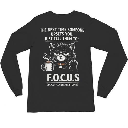 Introvert Cat Coffee Sarcastic Dark Humor Focus Meme Graphic Unisex Long Sleeve T-Shirt - Raresse
