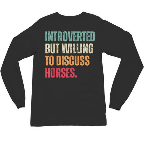 Introvert Cute Horse Lover Horse Riding Equestrian Unisex Long Sleeve T-Shirt - Raresse