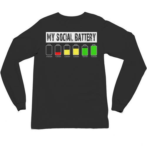 Introvert My Social Battery Low Level Graphic Unisex Long Sleeve T-Shirt - Raresse