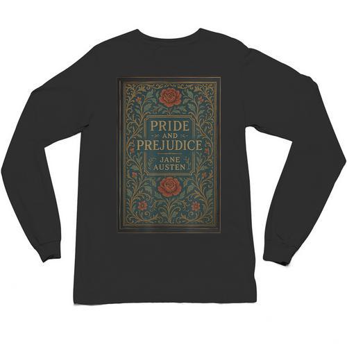 Jane Austen Pride And Prejudice Cover Mr Darcy Book Lovers Unisex Long Sleeve T-Shirt - Bookorys